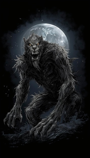 Illustration d'IA générative d'un loup-garou effrayant