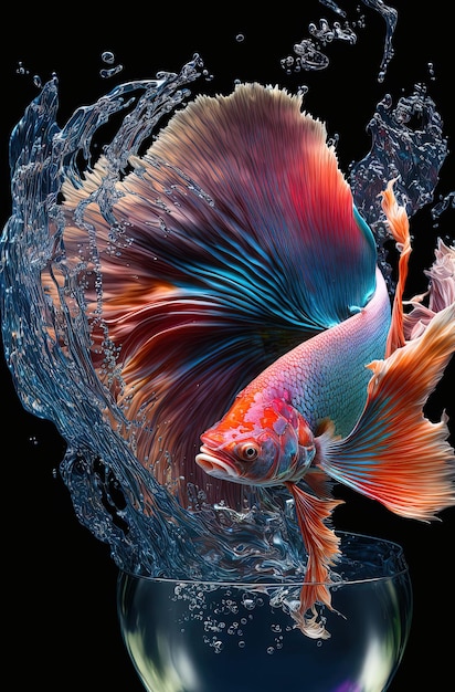Illustration d'IA générative de poissons betta merveilleux et colorés