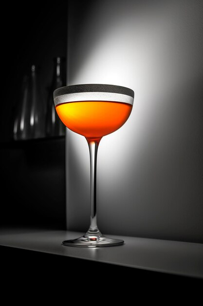 Illustration IA générative d'un verre de cocktail margarita sur une couleur à contraste élevé