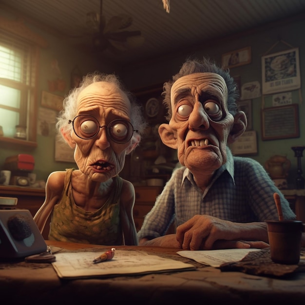 Illustration IA des grands-parents 3d