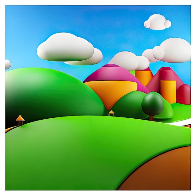 Photo illustration d'une icône de paysage 3d