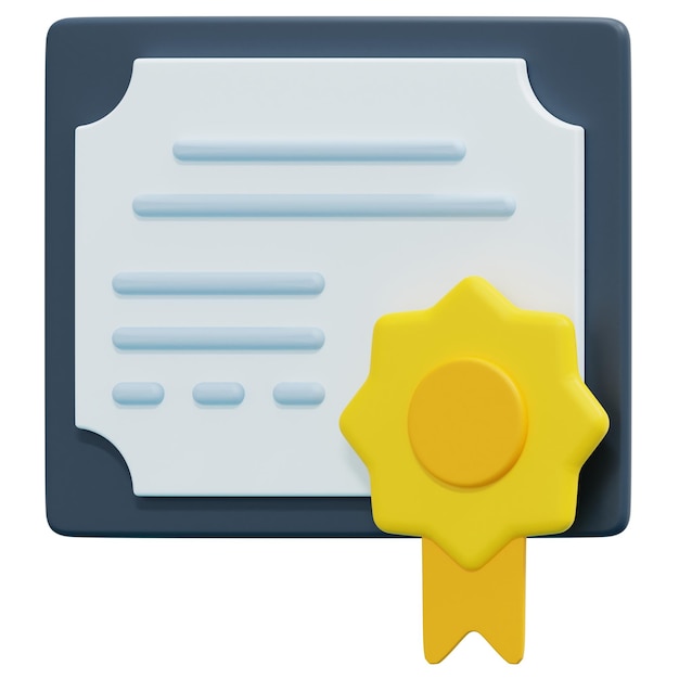 illustration de l'icône de rendu 3d du certificat