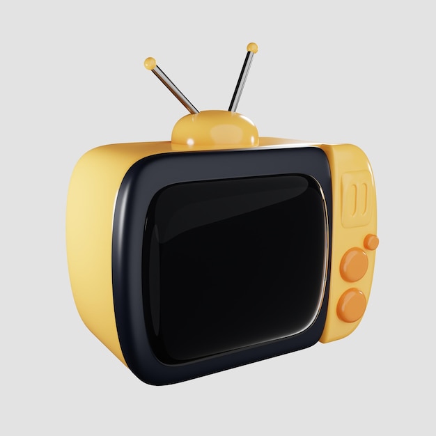 Illustration de l'icône de télévision classique avec rendu 3d de style dessin animé