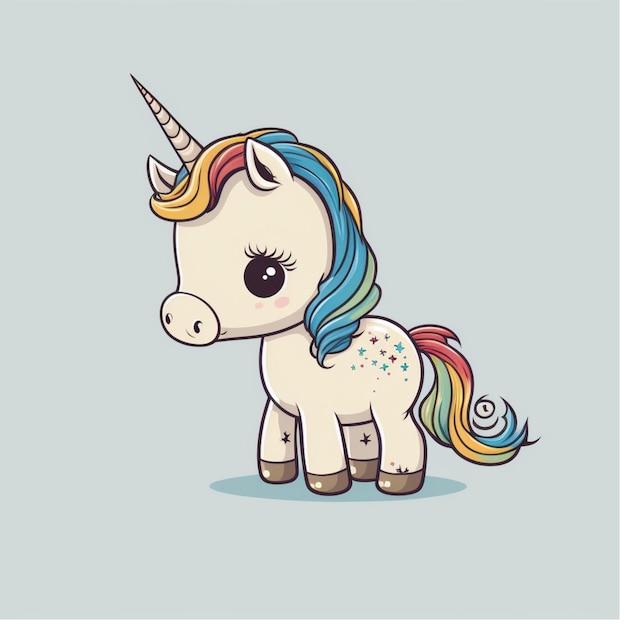 Illustration d'icône vectorielle licorne kawaii mignon