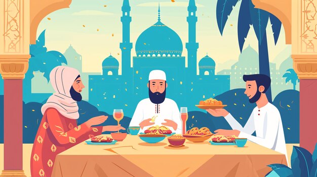 Photo illustration de l'iftar à plat