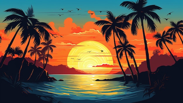 Illustration d'une île paradisiaque de plage tropicale Generative AI