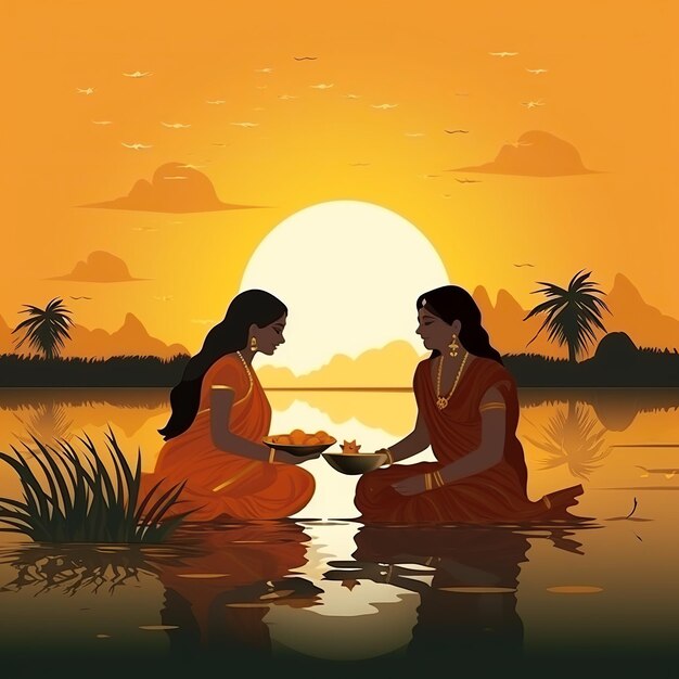 illustration de l'illustration de la célèbre fête de Happy Chhath Puja