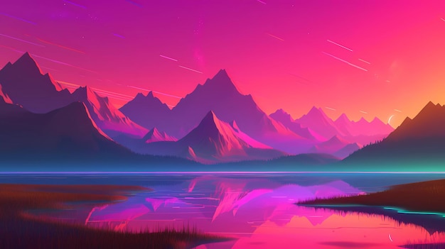 Illustration d'illustration de paysage Vaporwave