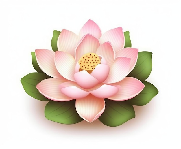 Illustration d'une image de fleur de lotus en rose et vert inspirée de paysages sereins et paisibles et de la méditation AI générative
