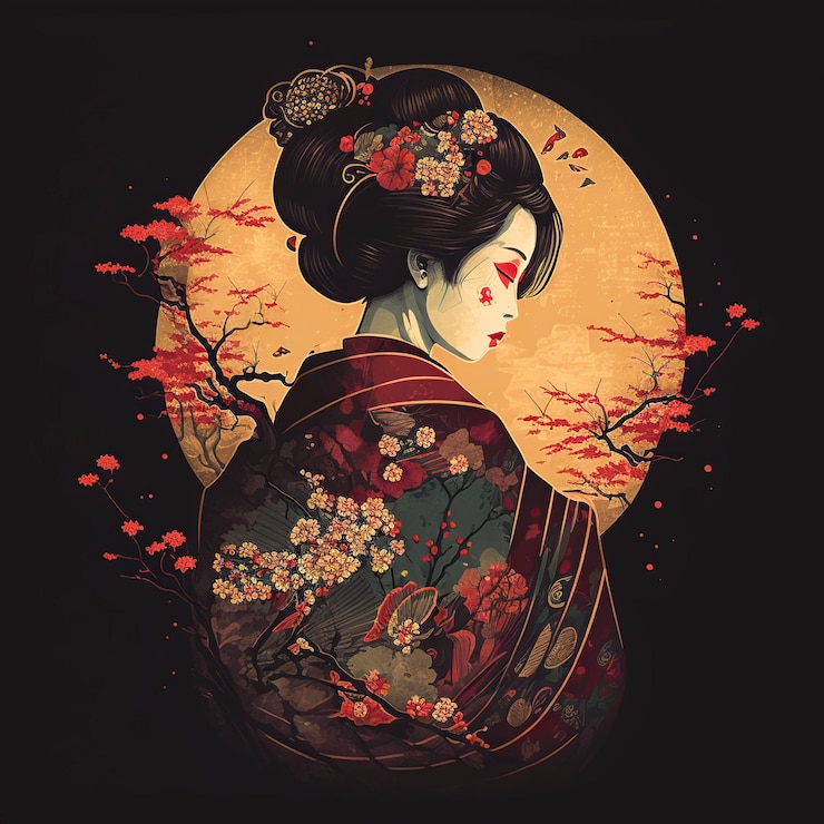 Photo illustration de l'image de la geisha japonaise par l'ia