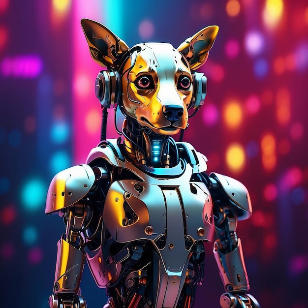 Une illustration impressionnante d'un chien-robot alliant technologie et douceur