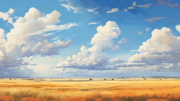 Illustration impressionniste à l'huile de la steppe