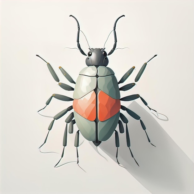 Illustration d'un insecte sur fond blanc avec une ombre douce ai générative