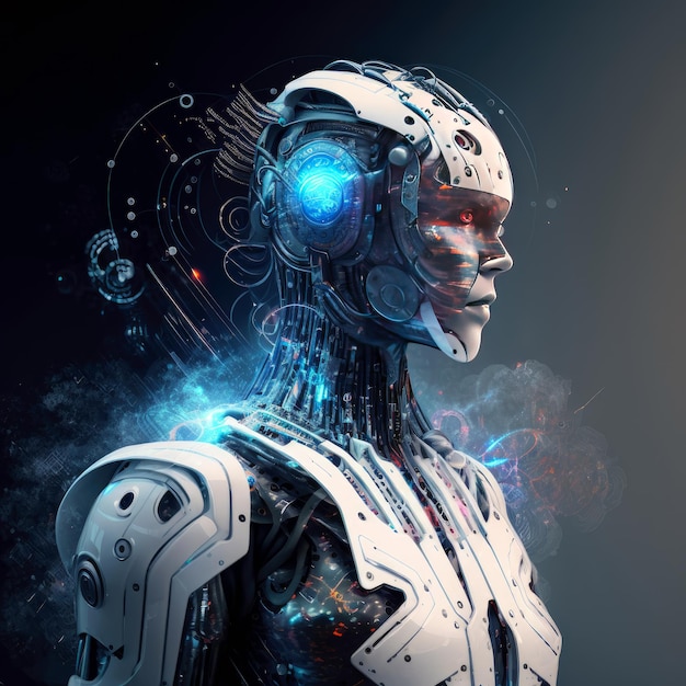 Illustration de l'intelligence artificielle d'un cyborg futuriste