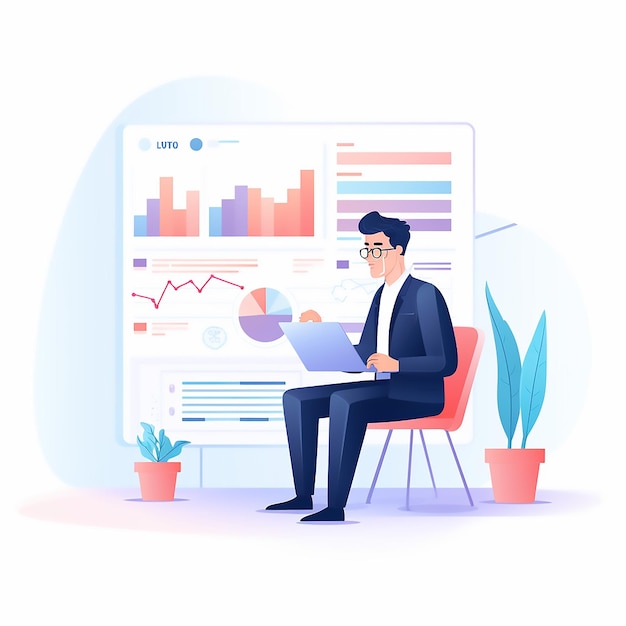 Illustration d'interface utilisateur minimaliste Cool Trading d'actions Marché financier Plateforme de négociation d'investissement Mo