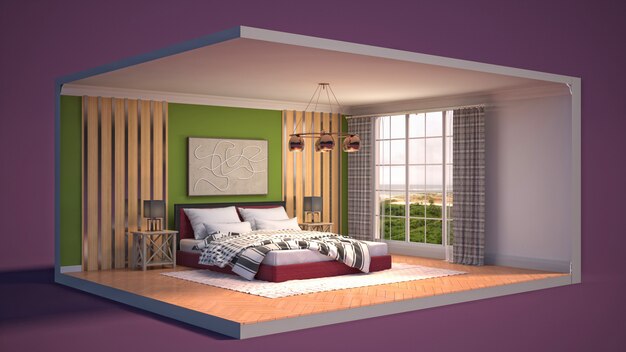 Photo illustration intérieur de la chambre dans une boîte