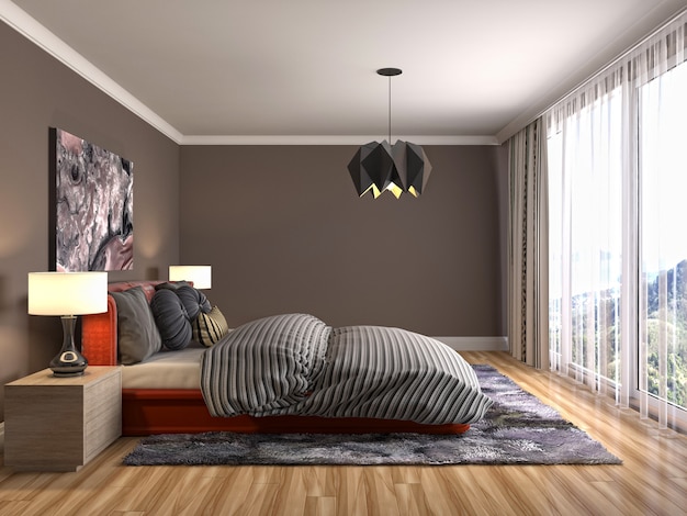 Illustration de l'intérieur de la chambre. Rendu 3D