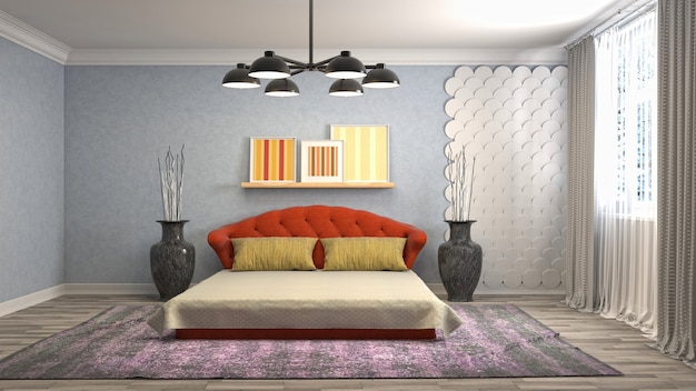 Illustration de l'intérieur de la chambre. Rendu 3D