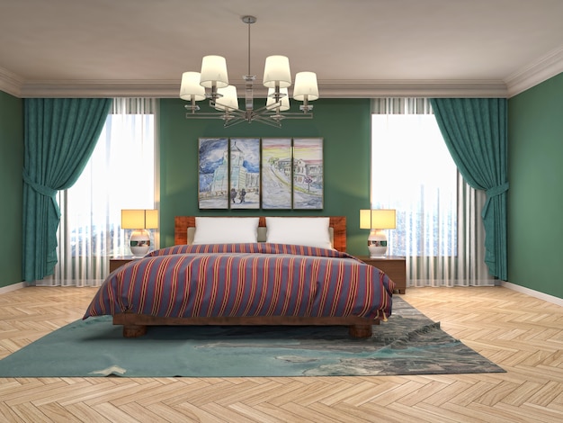 Illustration de l'intérieur de la chambre. Rendu 3D