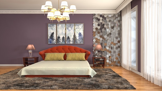 Illustration de l'intérieur de la chambre. Rendu 3D