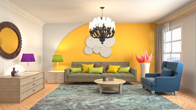 Illustration de l'intérieur du salon