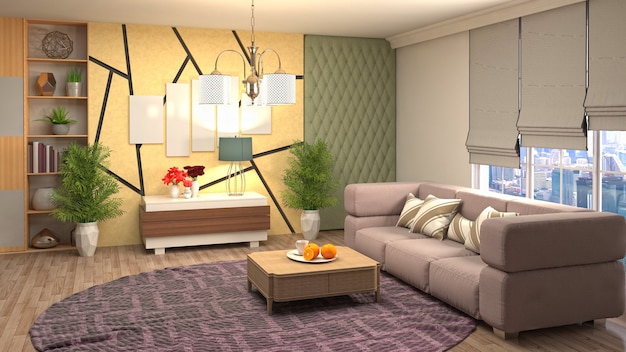 Illustration de l'intérieur du salon