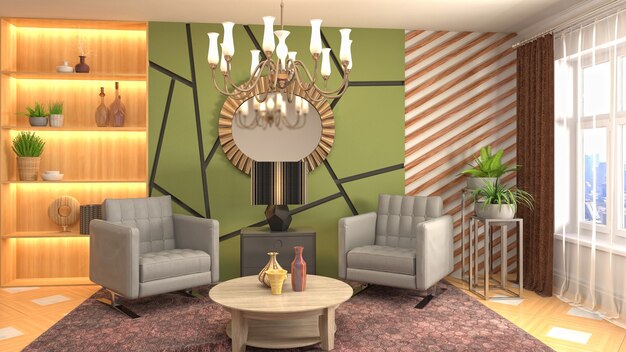 Illustration de l'intérieur du salon