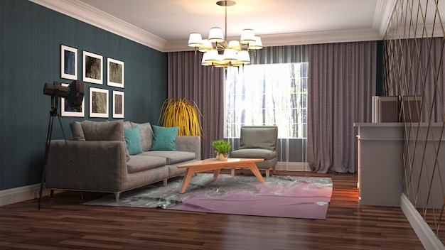 Illustration de l'intérieur du salon