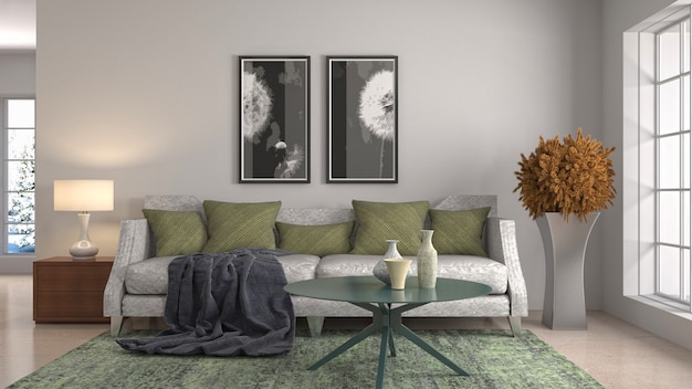 Illustration de l'intérieur du salon