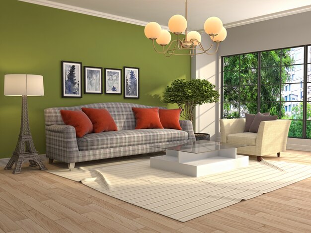 Illustration de l'intérieur du salon