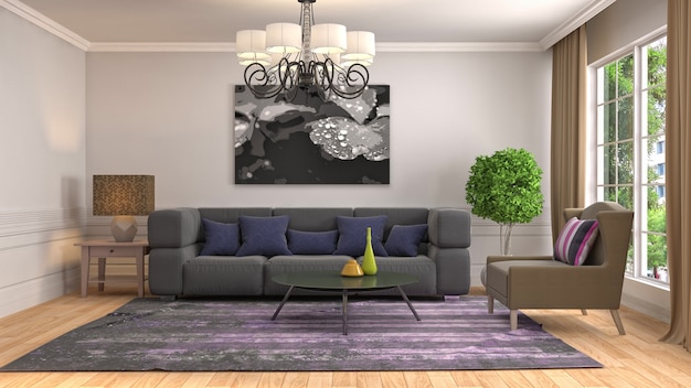 Illustration de l'intérieur du salon