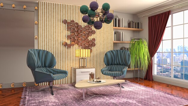 Illustration de l'intérieur du salon