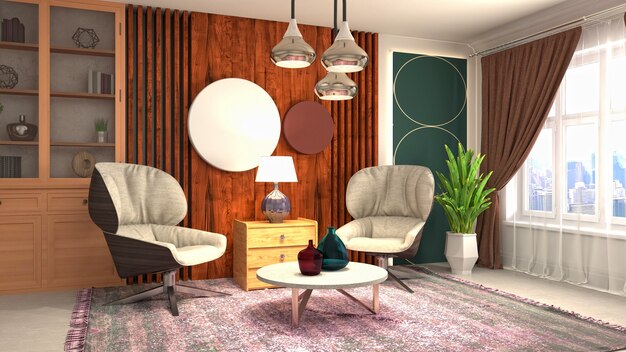 Illustration de l'intérieur du salon