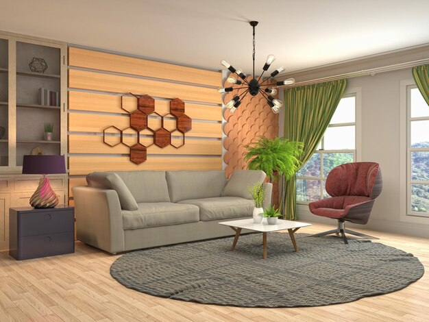 Illustration de l'intérieur du salon