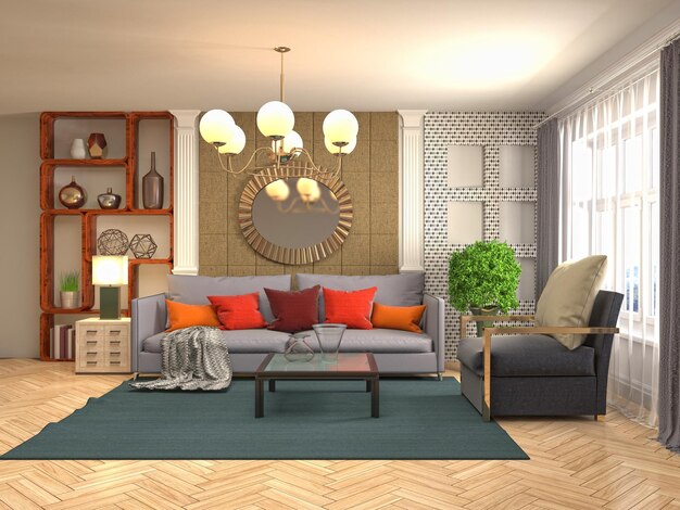Illustration de l'intérieur du salon