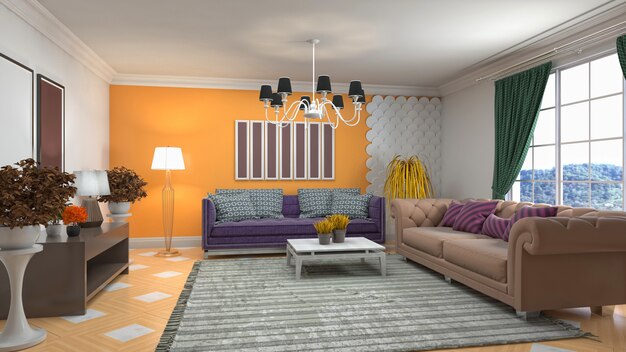 Illustration de l'intérieur du salon