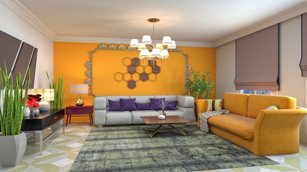 Illustration de l'intérieur du salon