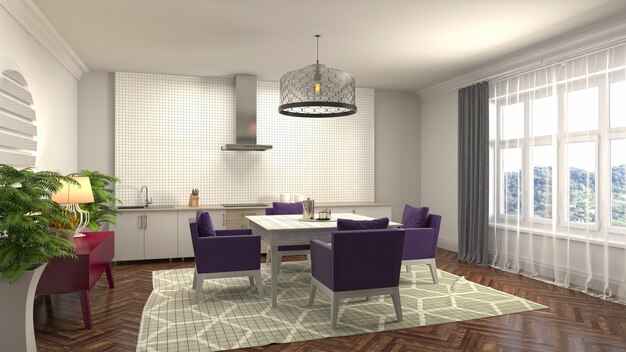 Illustration de l'intérieur de la salle à manger