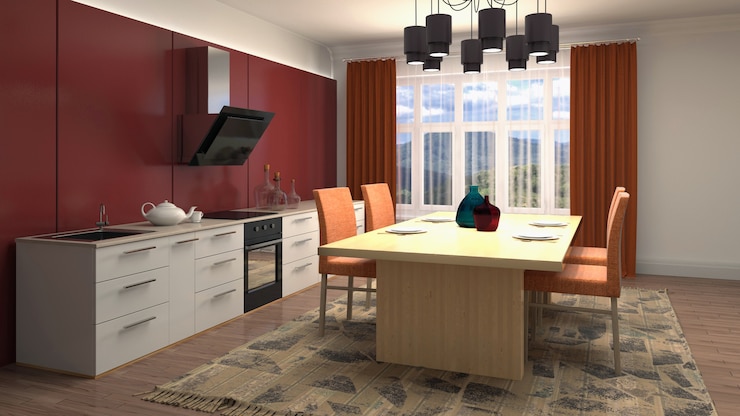 Photo illustration de l'intérieur de la salle à manger