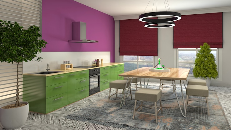 Photo illustration de l'intérieur de la salle à manger