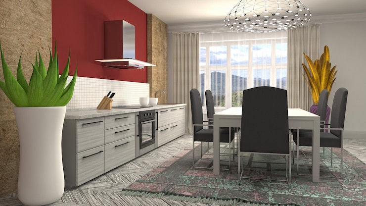 Photo illustration de l'intérieur de la salle à manger