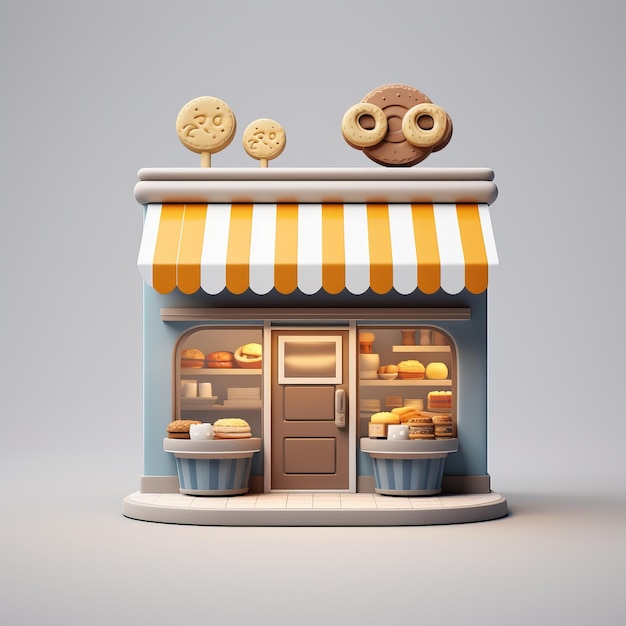 Photo illustration isolée 3d du magasin de biscuits