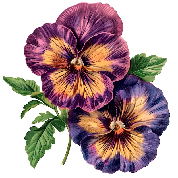 Illustration isolée d'une fleur de pansy colorée