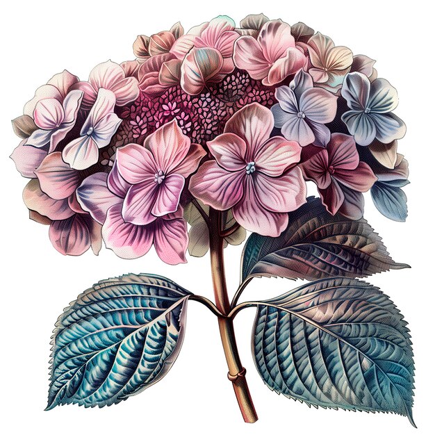 Illustration isolée d'une hortensia à pétales violets