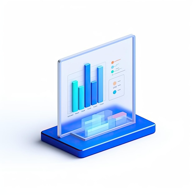 Illustration isométrique d'une icône de tableau de bord de données