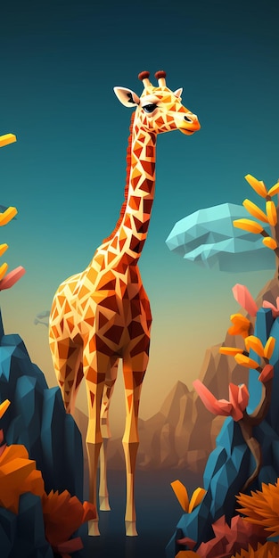 Illustration isométrique rendu sur le thème de la girafe