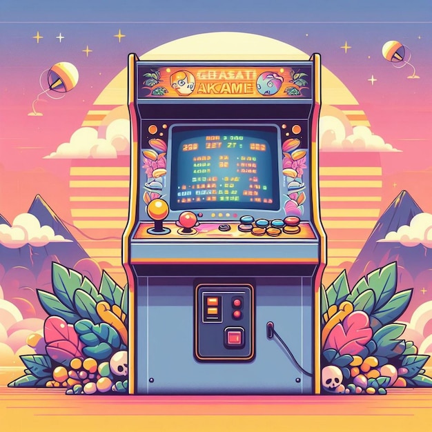 Illustration de jeu d'arcade rétro