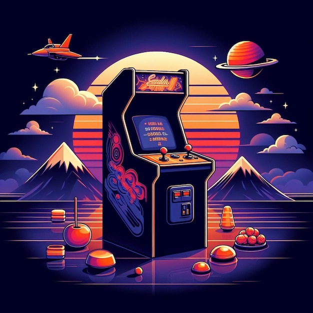 Illustration de jeu d'arcade rétro