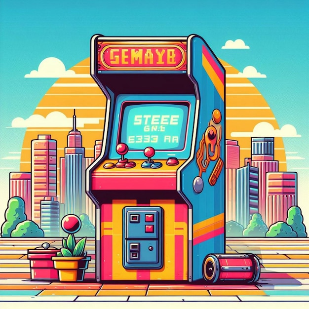 Illustration de jeu d'arcade rétro