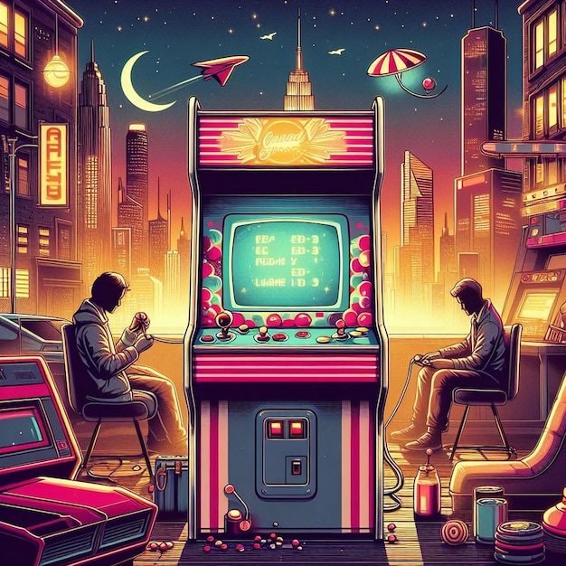 Illustration de jeu d'arcade rétro